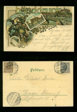 MEISSEN farb-Litho-AK drei Ansichten 1900 (d6675)