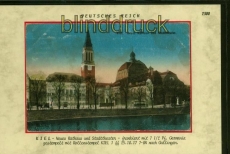 KIEL farb-AK neues Rathaus und Theater 1917 (d7404)