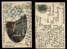 Leipzig farb-Prge-AK Naschmarkt - Goethedenkmal 1913 (d5556)