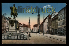 Grlitz farb-AK Obermarkt mit Kaiser-Wilhelm-Denkmal ungebraucht (d5572)