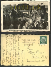 Bastei-Brcke mit Lilienstein sw-Foto-AK schs. Schweiz 1934 (d4256)