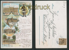 Leipzig Litho-AK 4 Ansichten 1898 Erinnerung an Leipzig (d5373)