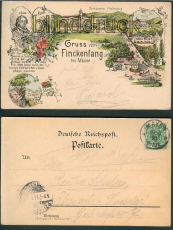Gruss vom Finckenfang bei Maxen farb-Litho 1898 (d4810)