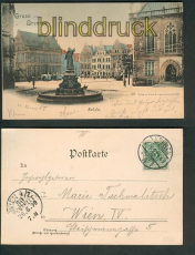 Bremen farb-AK Marktplatz Gruss aus 1899 (d4872)