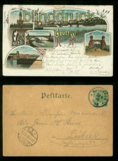 HOLTENAU farb-Litho-AK Gruss vom Kaiser-Wilhelm-Kanal 1898 (d6780)