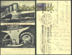 Hamburg sw-AK Dampfer Imperator + Elbtunnel 1921(d1389)