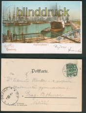 Hamburg farb-AK Segelschiffhafen I. 1899 (d4860)