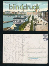 HAMBURG farb-AK Jungfernstieg Feldpost 1915 (d7136)