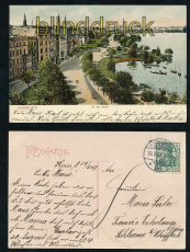 HAMBURG farb-AK An der Alster 1907 (d7127)