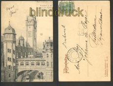 Frankfurt am Main sw-AK neue Rathaus Brcke + Turm 1904 (d4597)