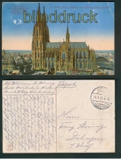 Cln farb-AK Dom Sdseite vom Rathausturm gesehen 1915 (d5158)