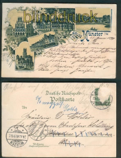 Mnster farb-Litho-AK 5 Ansichten 1899 (d5036)