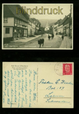 BAD GRUND sw-Foto- AK Osteroder Str.mit Damenkapelle 1933 (d6571)