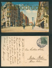 Karlsruhe farb-AK Kaiserstrasse mit Hofapotheke 1913 (d4982)