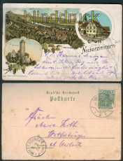 Neckarzimmern farb-Litho-AK 3 Ansichten 1901 (d4991)