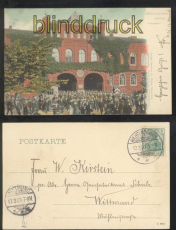 WILHELMSHAVEN farb-AK Werfttor Feierabend 1903  (d0212)