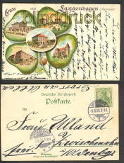 Gru aus Langenhagen farb-Litho-AK 5 Ansichten 1905 (d4364)