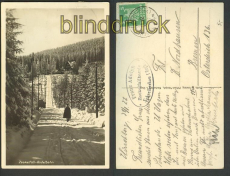 Zackelfall-Rodelbahn sw-Foto-AK Zackelfallbaude 1927 (d3904)