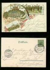 BLANKENSTEIN farb-Lirho-AK Gruss vom Steinen-Haus Bahnpost 1899 (d6806)