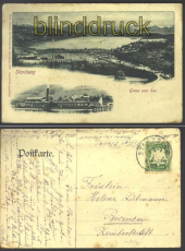 Starnberg sw-AK Gruss vom See Raddampfer 1909 (d2325)