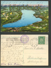 Panorama des Starnberger Sees farb-AK 1925 (d3126)