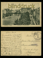 Homberg am Rhein sw-AK Bismarckplatz mit Marktbrunnen 1921 belg. Besetzung (d5906)