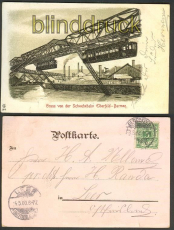 Elberfeld-Barmen sw-Litho-AK Schwebebahn Mondscheinkarte 1900 (d4391)