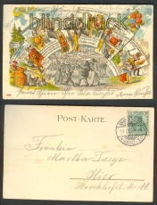 Gru vom Schtzenplatz farb-Litho 1902 Brandenburg (d3633)