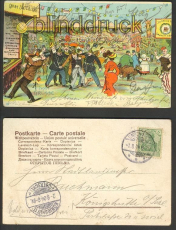 Gru vom Jahrmarkt farb-Litho 1904 Unser Fritz Herne (d3659)
