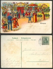 Gru vom  Jahrmarkt farb-Litho 1907 nach Zetel (d3668)