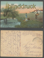 V. Myhre farb-AK Kntlerkarte Saedemanden Bahnpost Feldpost 1916 (d6989)