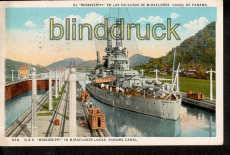 Panama Canal farb-AK U.S.S. Mississippi  (a0438)