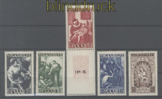Saarland Mi # 267/71 postfrisch Volkshilfe 1949 (42618)