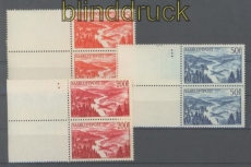 Saarland Mi # 252/54 L postfrische senkrechte Paare Flugpostmarken (42611)