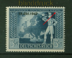 dt. Reich Mi # 823 I postfrisch Postkongre mit Plattenfehler (42024)