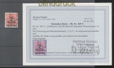 dt. Reich Mi # 309 Y gestempelt Fotobefund Winkler BPP (45370)
