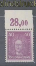 dt. Reich Mi # 395 Oberrand Plattendurck postfrisch (45366)