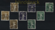 Schweiz Mi # 111/13 alle Typen 8 Marken gestempelt (28995)
