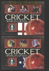 St. Vinvent Mi # 6913/16 und 6929/32 Cricket WM 2011 zwei postfrische Kleinbgen (29826)