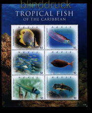 Nevis Mi # 2618/23 Tropische Fische der Karibik postfrischer Kleinbogen (30938)