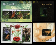 St. Vincent Mayreau Mi # 143/46 und Bl�cke 21/22 Schmetterlinge postfrisch (30961)
