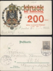 Deutschen Gru und Handschlag arb-AK 200 Jahre Preussisches Knigshaus 1901(d7472)
