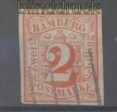 Hamburg Mi #  3 gestempelt zwei Schilling (45473)