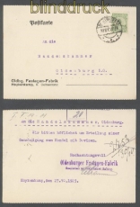 dt. Reich Mi # 316 A W EF auf Firmenpostkarte Delmenhorst 1923 (45717)