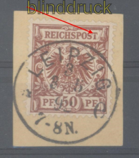 dt. Reich Mi # 50 I gestempelt Briefstck Plattenfehler (45971)