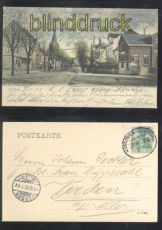 Uelzen farb-AK Bahnhofstrasse und Marienkirche Bahnpost 1902 (d7526)
