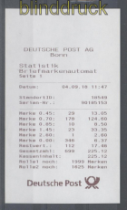 Bund ATM 2018 Statistik Briefmarkenautomat vom 04.09.2018 (46280)