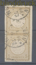 dt. Reich Mi #  22 gestempelt senkrechtes Paar auf Briefstck 1873 (45966)