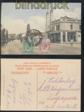 Singapur farb-AK South Brigde Road 1913 postlagernd R.P.D Königin Louise (46546)
