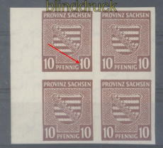 SBZ Mi #  72 postfrisch 4er-Block mit # 72 I vom Seitenrand (46923)